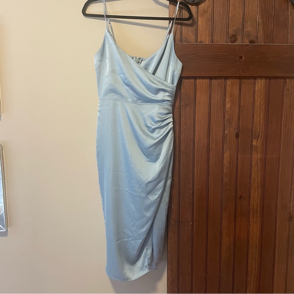 A&F Women's Satin Ruched Wrap Midi Dress - Picture 2 of 5